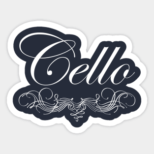 Cello Script White Text Sticker